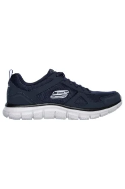 Scarpe blu in pelle e mesh con Memory Foam Skechers Track Scloric