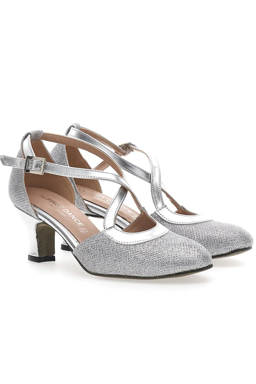 Scarpe da Ballo Argento con Tomaia Glitterata Made in Italy THE FIRST DANCE 5555