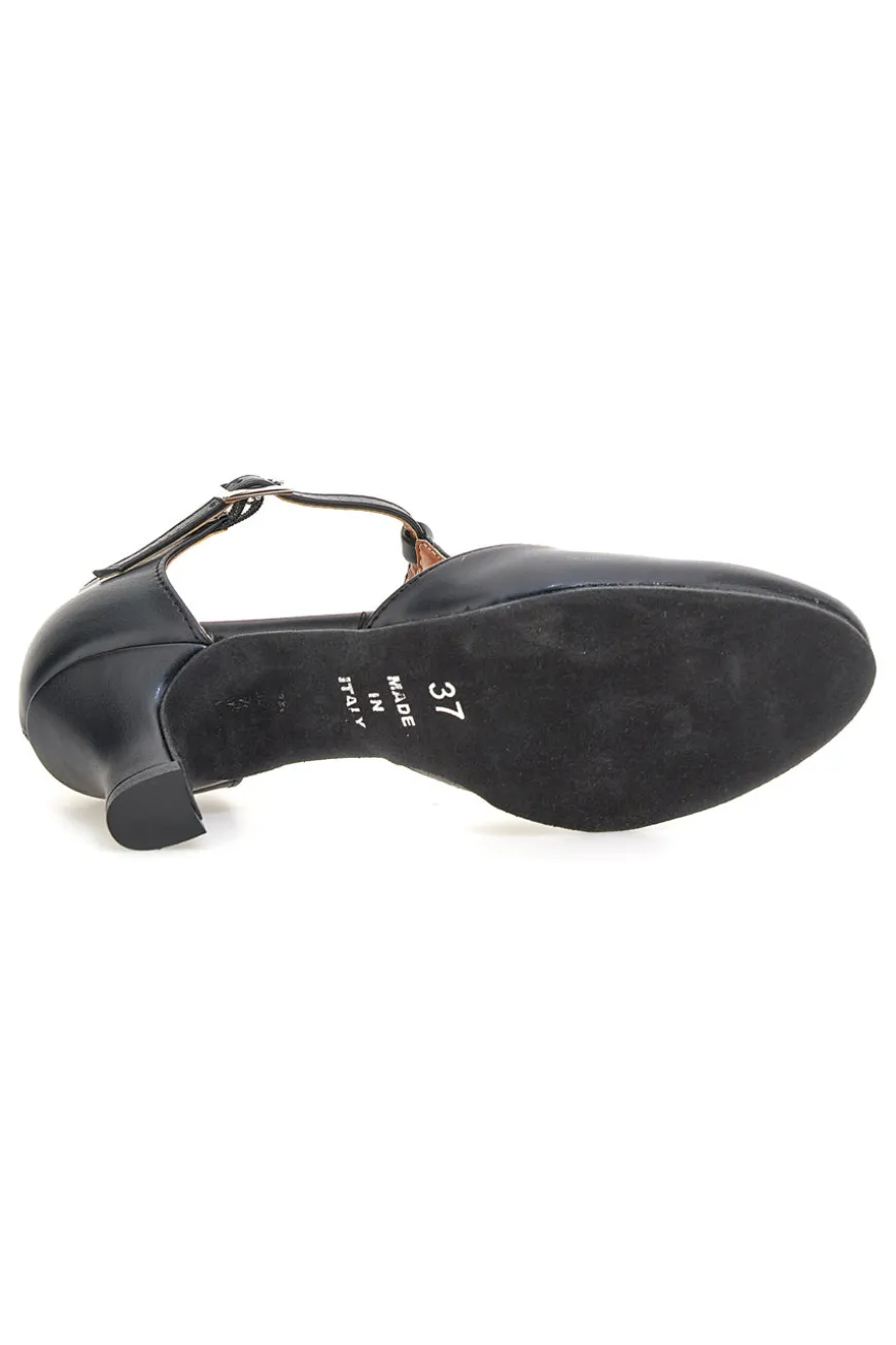 Scarpe da ballo nere con cinturino a T e tacco medio Mon Dieu Musique 212