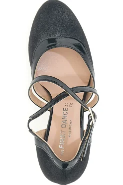 Scarpe da ballo nere con cinturini incrociati e suola in vera pelle The First Dance 6331