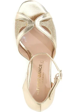 Scarpe da ballo oro con glitter e cinturino The First Dance 6558