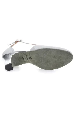 Scarpe da Ballo Platino Con Tacco Basso e Cinturino Incrociato The First Dance 4555