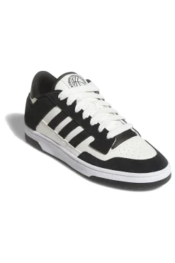 Scarpe da Basket bianche e nere con inserti in pelle Adidas Rapid Court Low