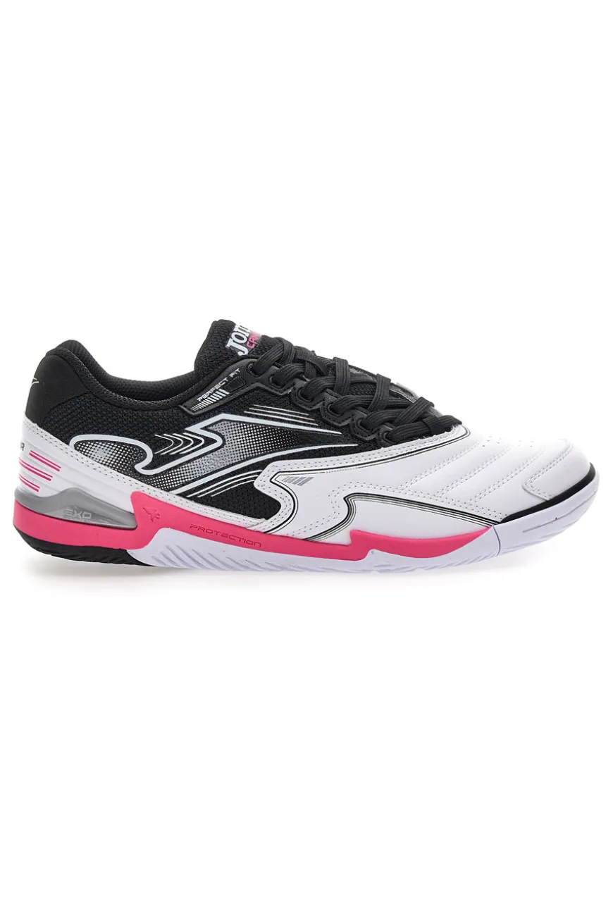 Scarpe da calcetto indoor bianche e nere con dettagli fucsia Joma Cancha 2502 Indoor