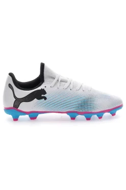 scarpe da Calcio Bianche con Tacchetti Azzurri Puma Future 7 Play FG/AG JR