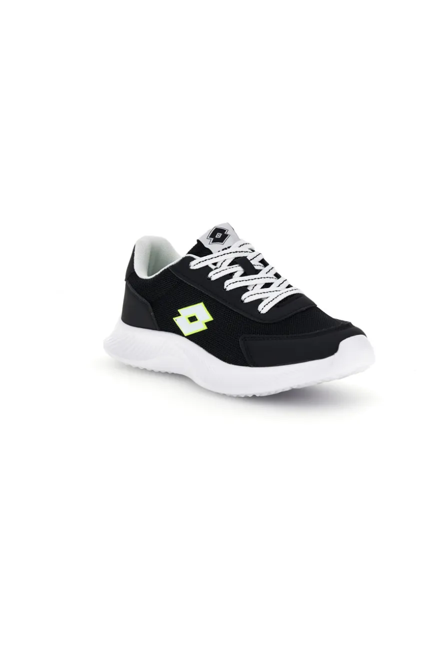 Scarpe da fitness nere con inserti gialli e Air Memory Foam Lotto Run 90 Amf Jr