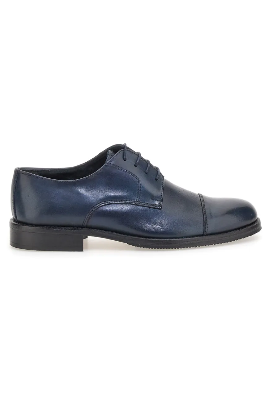 Scarpe eleganti blu in pelle con cuciture decorative Pittarello 7705