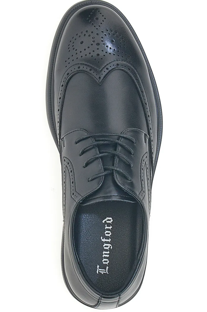 Scarpe eleganti nere stringate con lavorazione brogue Longford 9008