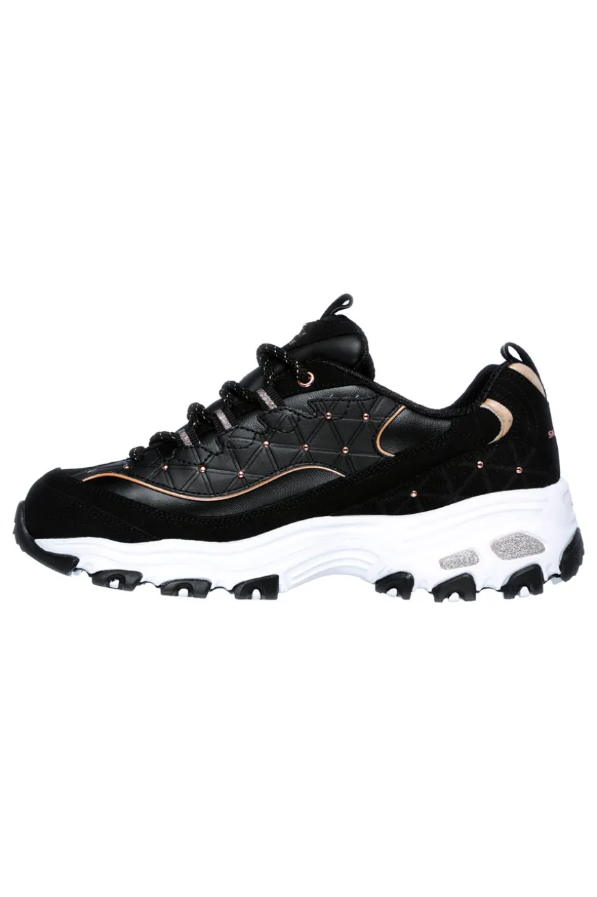 Scarpe nere chunky con borchie e Memory Foam Skechers D'Lites Glamour Feels