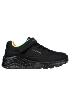 Scarpe nere con dettagli arcobaleno e suola multicolor Skechers Uno Lite Rainbow Specks