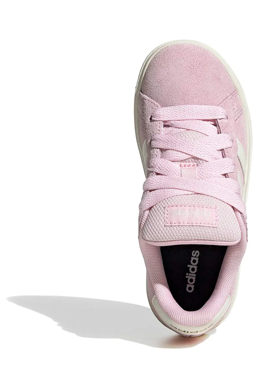 Scarpe rosa in suede con strisce bianche Adidas Grand Court 00s K