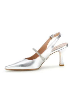 Scarpe slingback argento a punta con cinturino Pittarello couture 8330