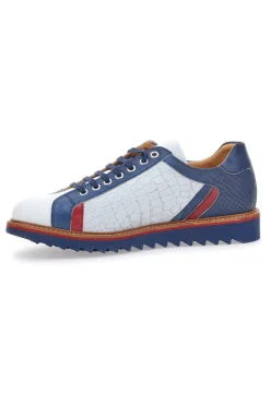 Scarpe Stringate Bianche e Blu In Vera Pelle Made in Italy Pittarello Plus PT325