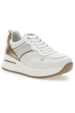 Scarpe Stringate Bianche e Oro con Platform INBLU 422 IN