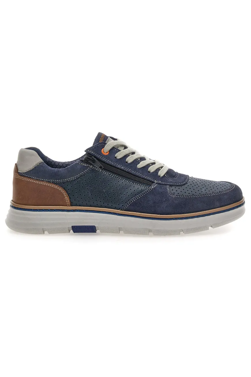 Scarpe stringate blu traforate con zip laterale Pittarello Eco 26111008