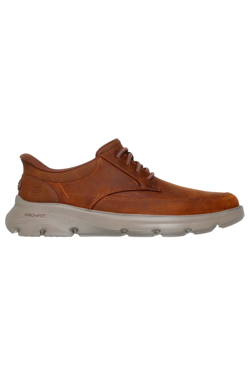 Scarpe stringate cuoio in materiale tecnico con soletta Arch Fit Skechers Garza Rowan