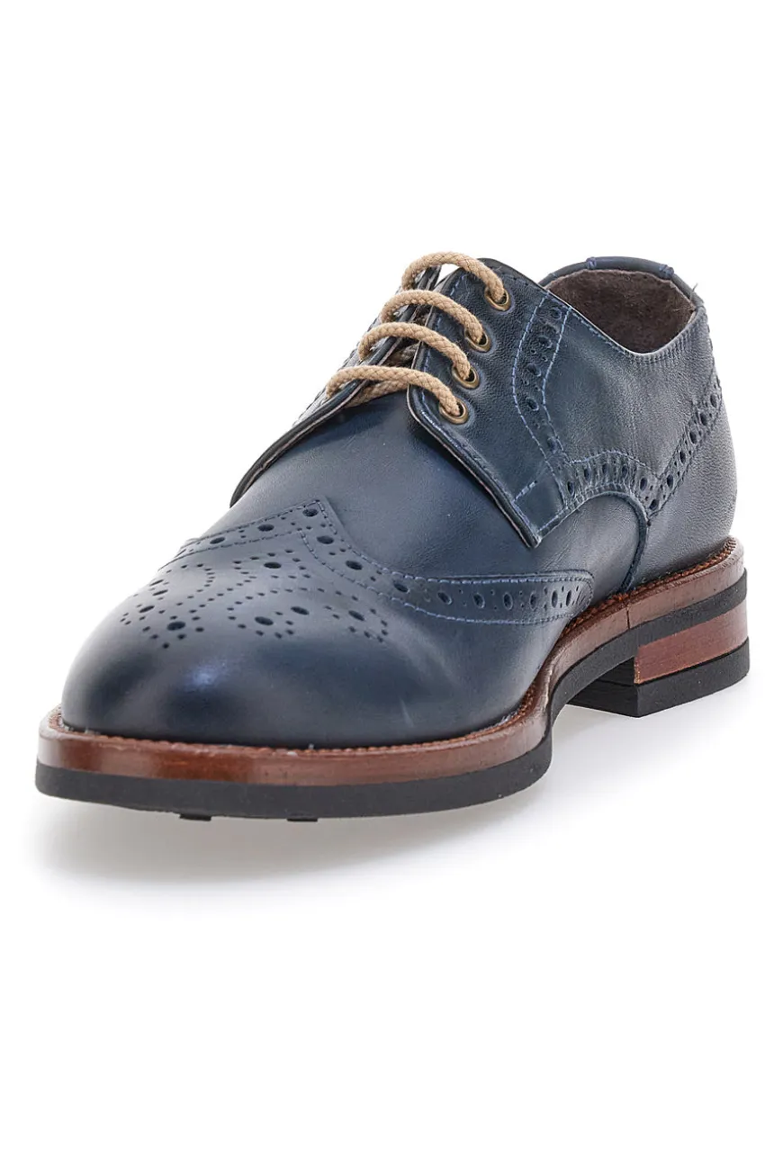 Scarpe Stringate Francesine blu in pelle con lavorazione brogue Pittarello 06