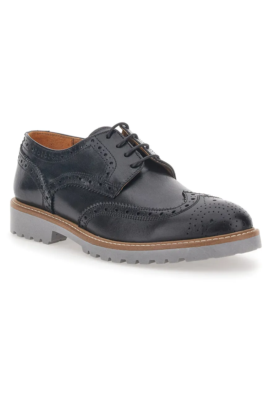Scarpe Stringate Nere Con Impuntura Longford 596
