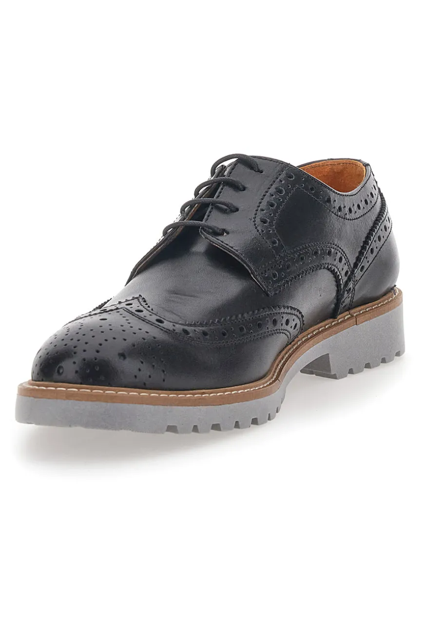 Scarpe Stringate Nere Con Impuntura Longford 596