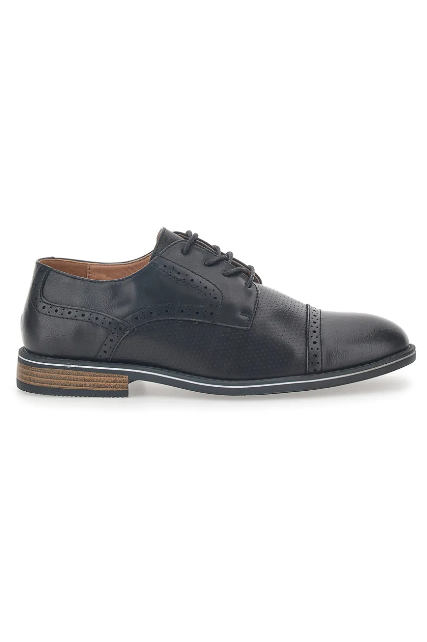 Scarpe Stringate Nere Con Ricamo All'Inglese Johes Land 188352