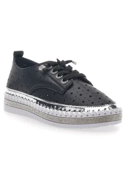 Scarpe Stringate Nere con Strass Cafè Cost 23011