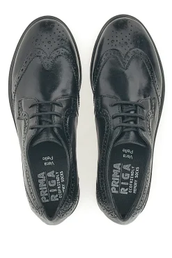Scarpe Stringate Nere Ecofriendly in Vera Pelle con Lavorazione Prima Riga 707