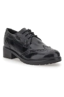 Scarpe Stringate Nere Ecofriendly in Vera Pelle con Lavorazione Prima Riga 707
