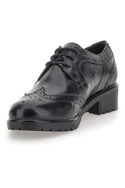 Scarpe Stringate Nere Ecofriendly in Vera Pelle con Lavorazione Prima Riga 707