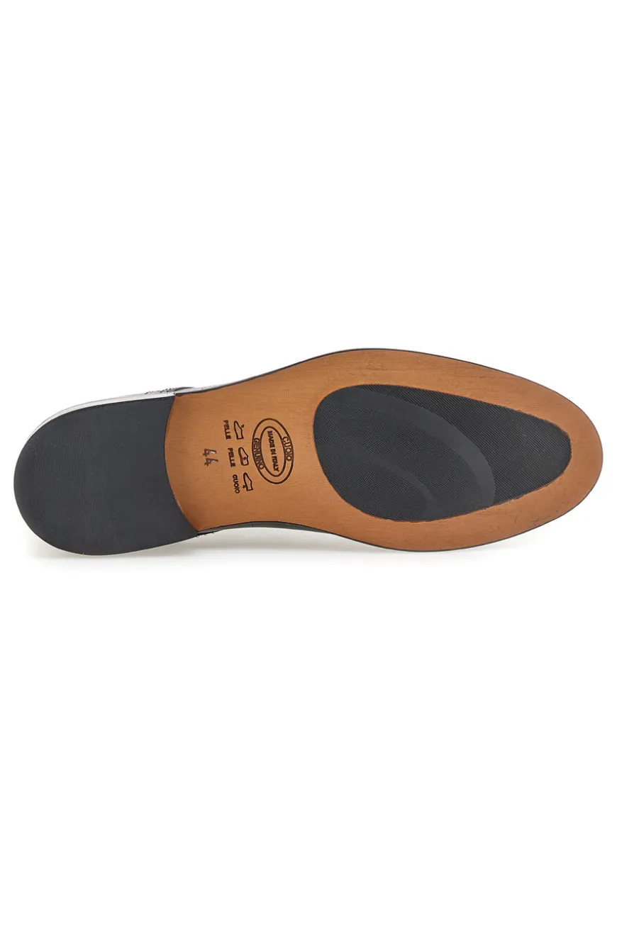 Scarpe stringate nere in pelle con suola in cuoio made in Italy Pittarello 7715