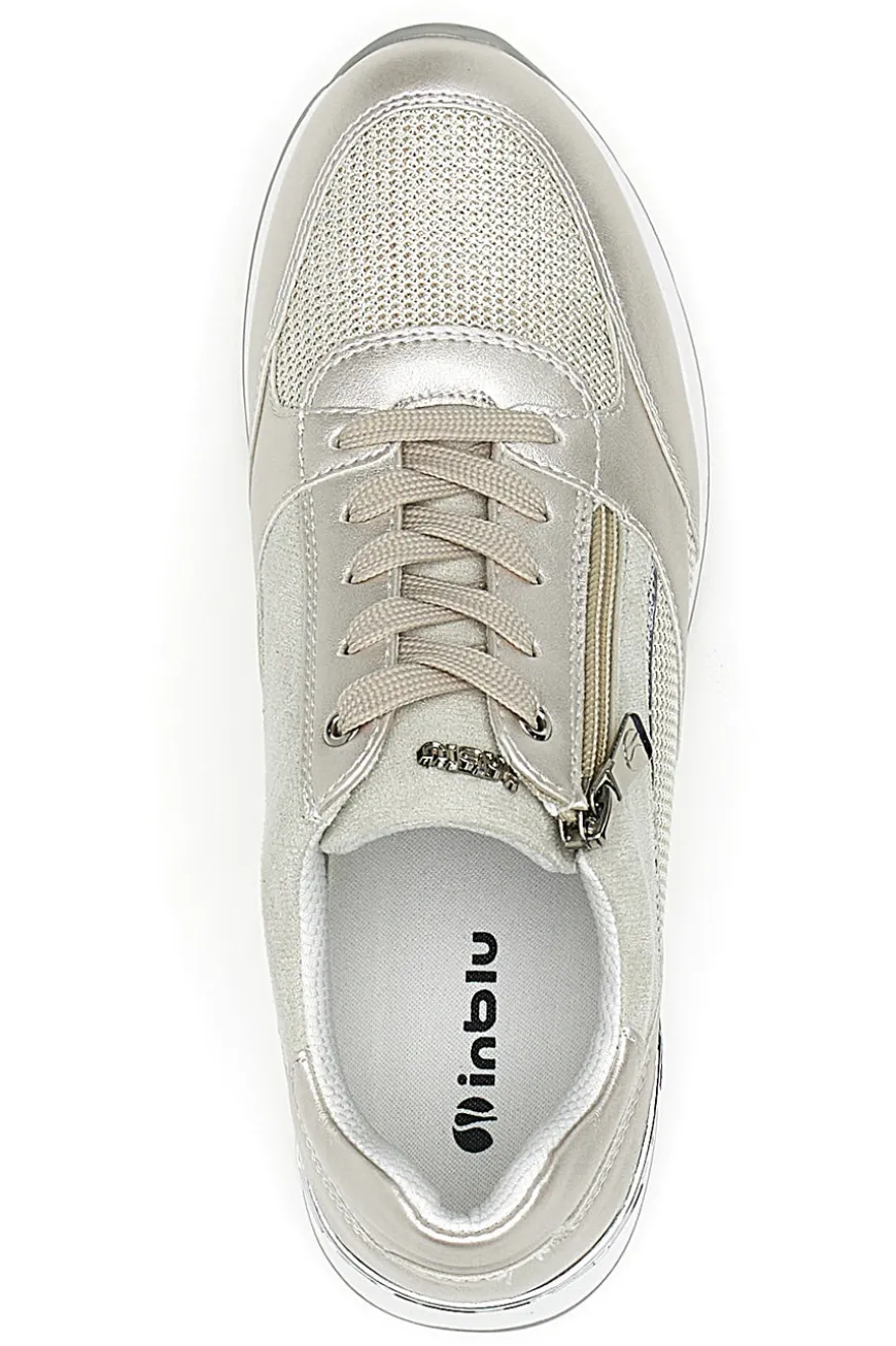 Scarpe Stringate Platino con Cerniera Laterale INBLU 416 IN