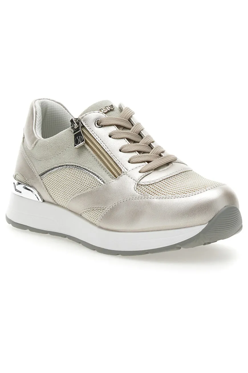 Scarpe Stringate Platino con Cerniera Laterale INBLU 416 IN