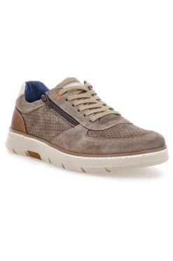 Scarpe stringate taupe traforate con zip laterale Pittarello eco 26111008
