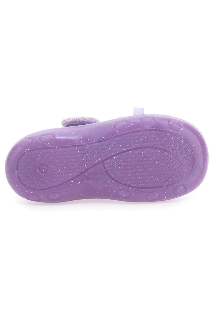 Scarpette lilla in tessuto con stampa Frozen e fiocco Frozen D4310717T
