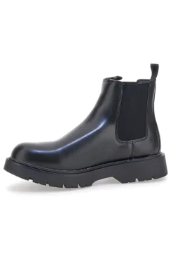 Schwarze Beatles-Stiefeletten mit seitlichem elastischem Baumwollgürtel CBM421P89