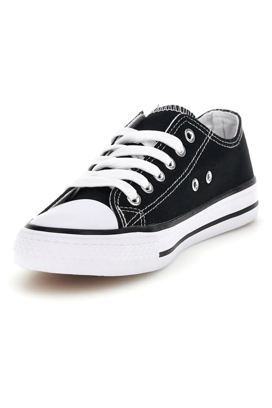 Schwarze Canvas Schnürschuhe 2t2l 8011