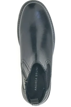 Schwarze Chelsea-Boots mit Reißverschluss und elastischen Einsätzen, Andrea Bruni LK02