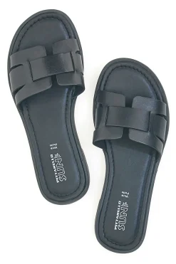 Schwarze flache Hausschuhe aus echtem Leder PITTARELLO SUN A6410104