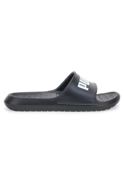 Schwarze Gummipantoffeln mit Maxi-Logo von Puma Divecat V2 Lite