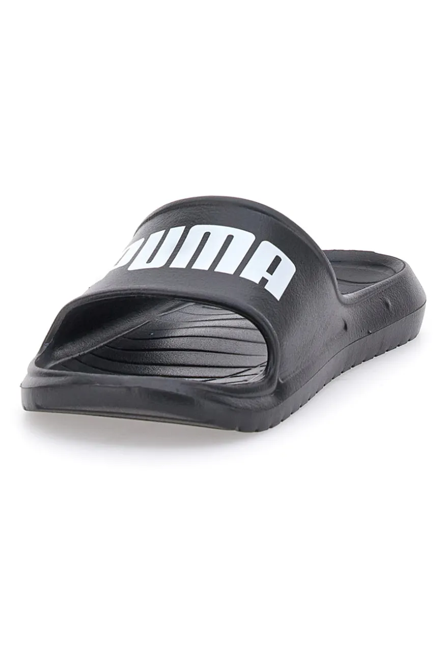 Schwarze Gummipantoffeln mit Maxi-Logo von Puma Divecat V2 Lite