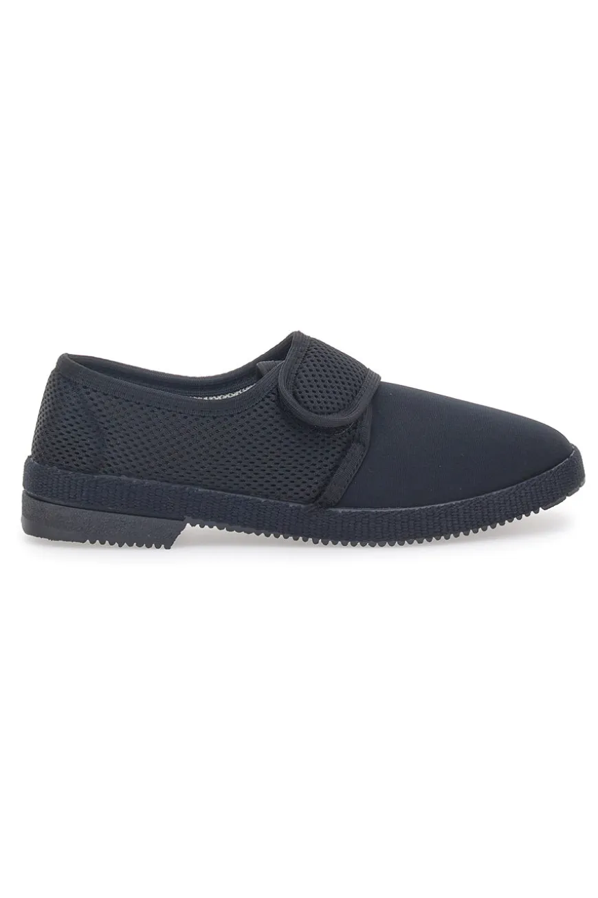 Schwarze Hausschuhe mit Klettverschluss Terry 20
