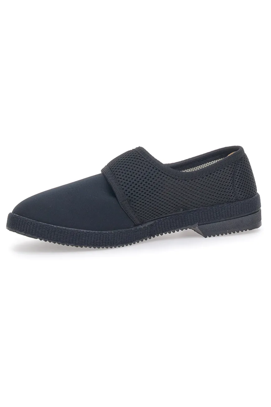 Schwarze Hausschuhe mit Klettverschluss Terry 20