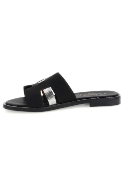 Schwarze Hausschuhe mit Metallic-Einsätzen Plocadi MAT16