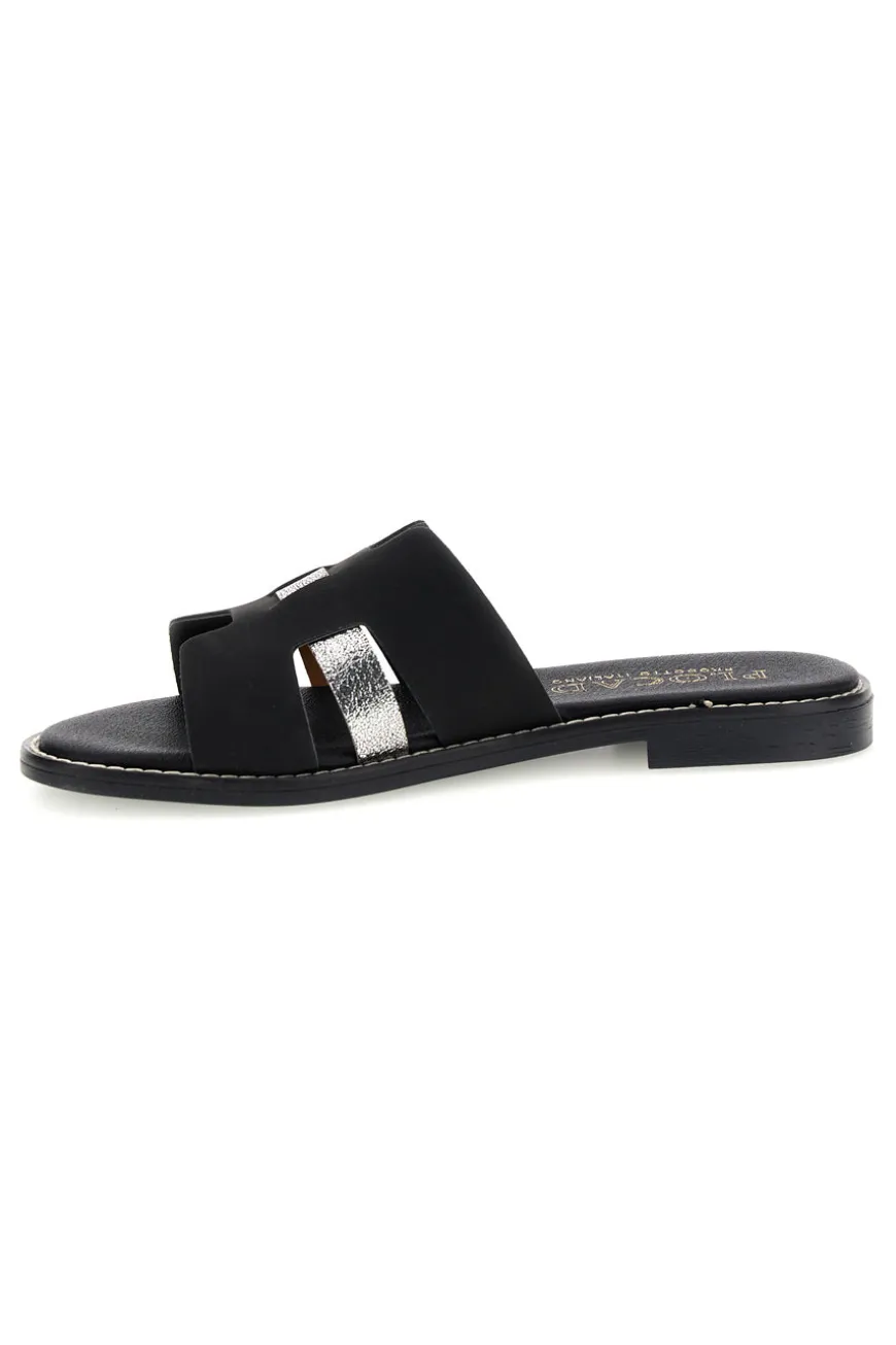 Schwarze Hausschuhe mit Metallic-Einsätzen Plocadi MAT16