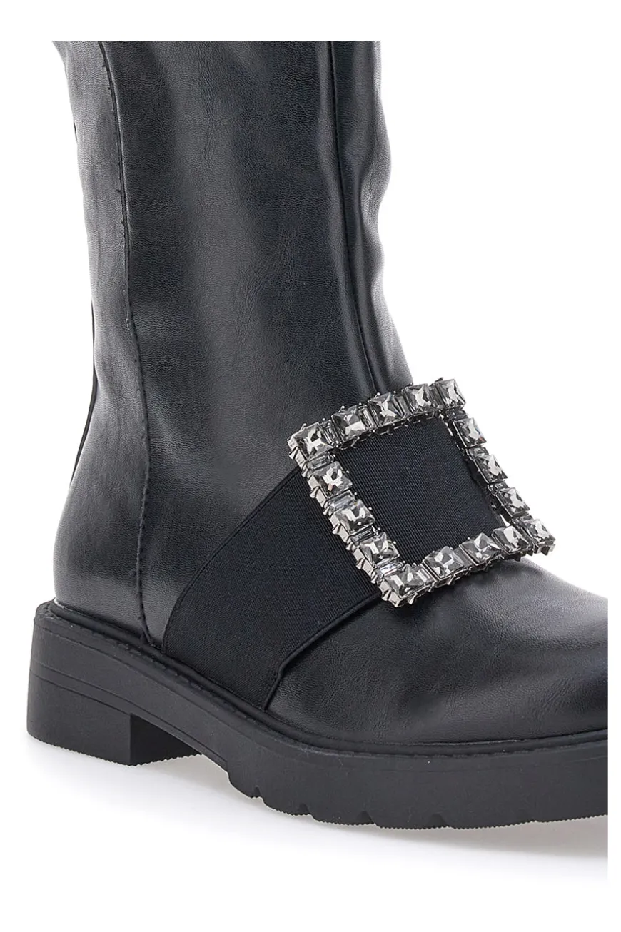Schwarze hohe Stiefel Dame Rose 845