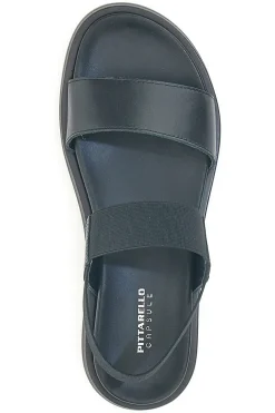 Schwarze Ledersandalen mit gekreuzten Riemen und elastischer Rückseite Pittarello Focus 28067