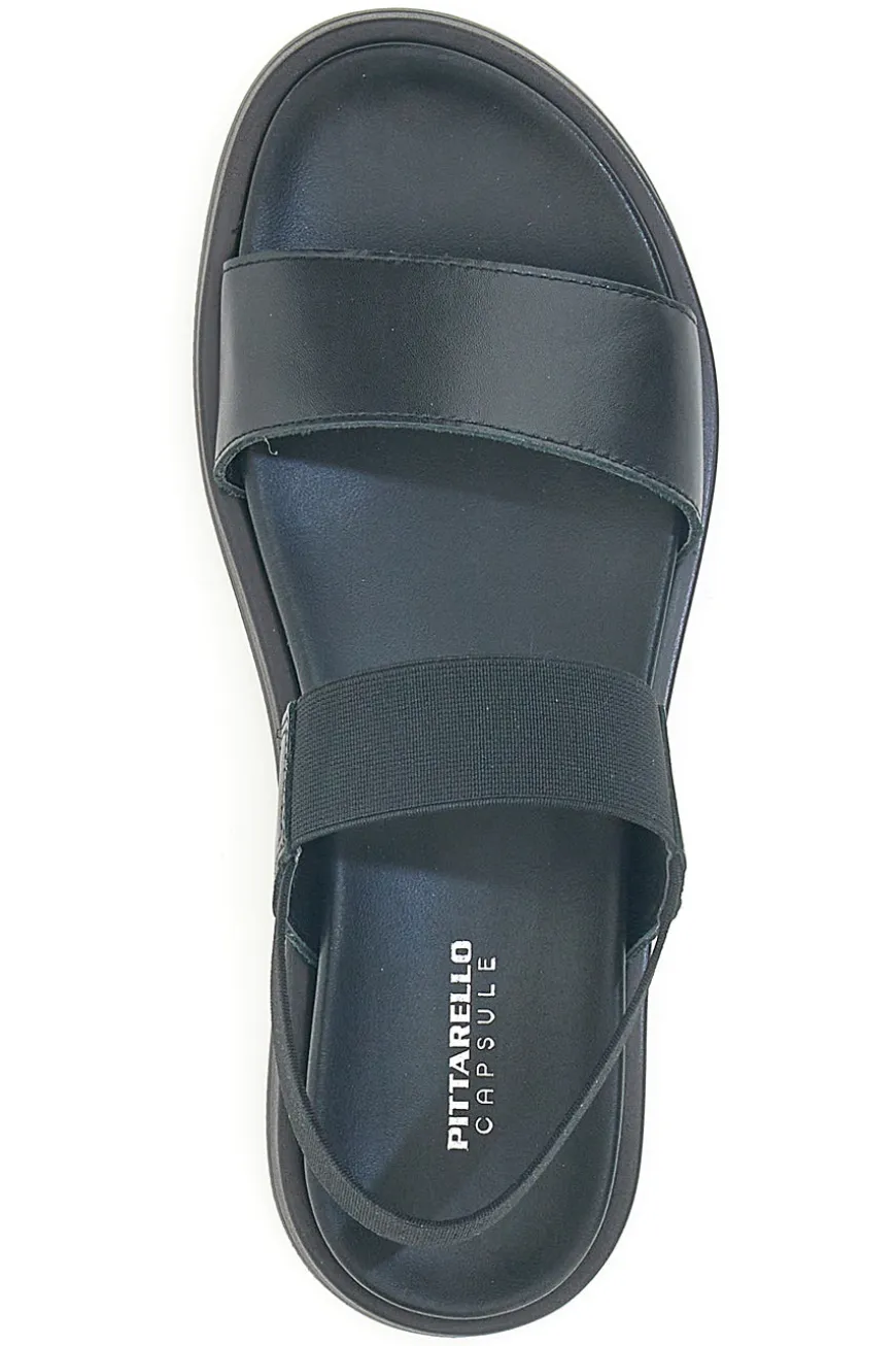 Schwarze Ledersandalen mit gekreuzten Riemen und elastischer Rückseite Pittarello Focus 28067