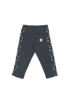 Schwarze Leggings mit lila Details Pitt Kids PT-K-LG-7028