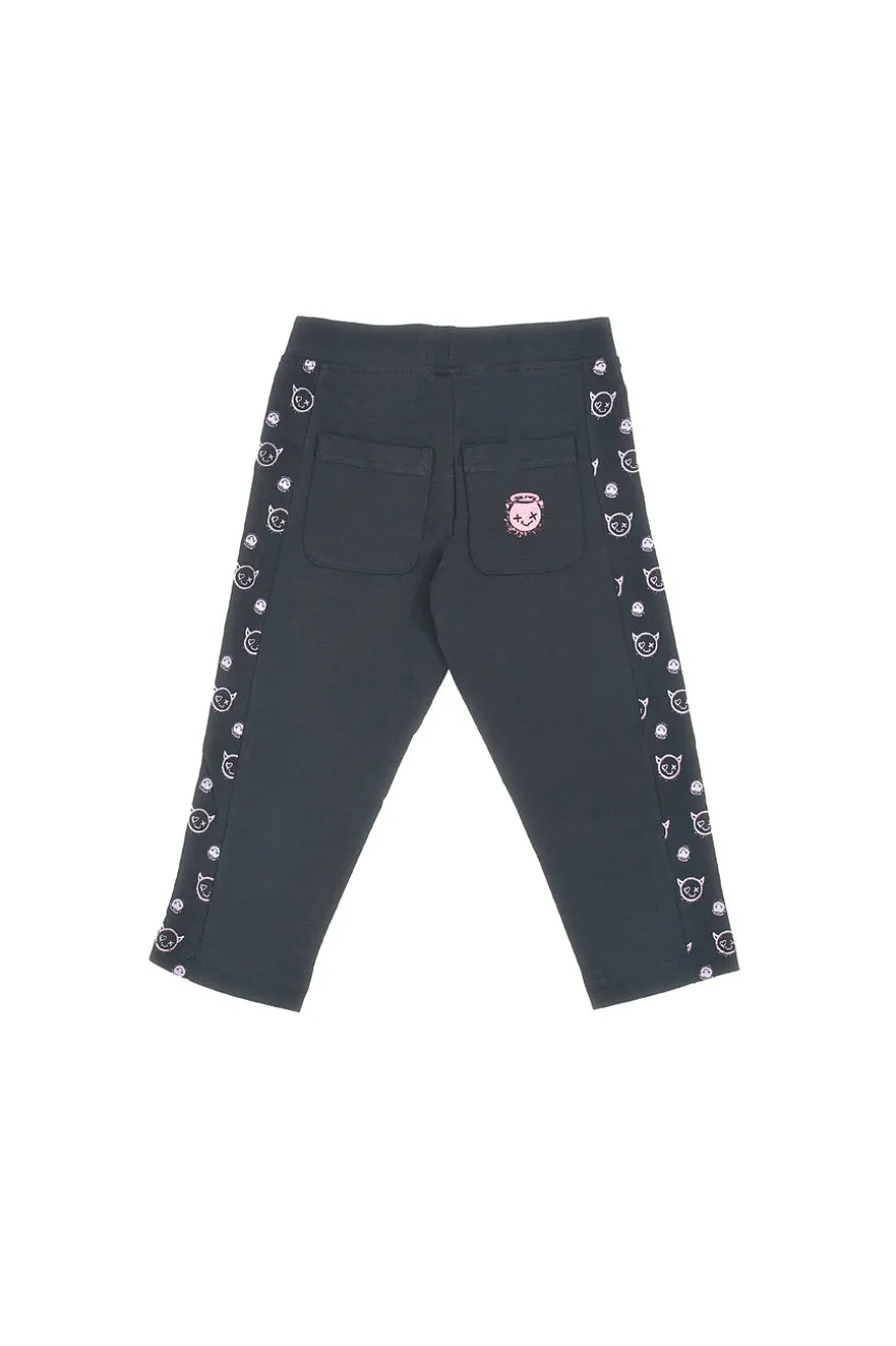 Schwarze Leggings mit lila Details Pitt Kids PT-K-LG-7028