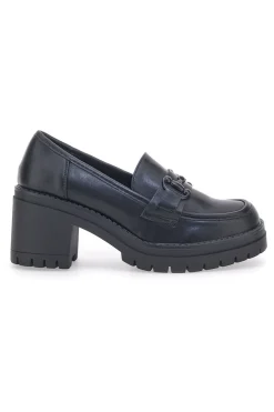 Schwarze Mokassins mit Absatz Energy 132