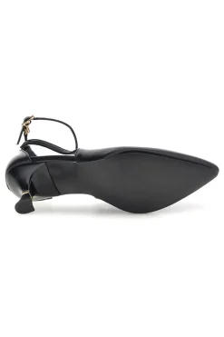 Schwarze Pumps mit Knöchelriemen und geformtem Absatz Burani 51851c1204